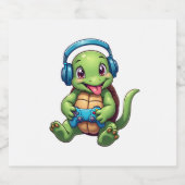 Étiquettes Pour Bouteilles De Vin Mousseux Funny Turtle Gamer Gaming Turtles Video Game (1) (Étiquettes simples)