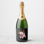 Étiquettes Pour Bouteilles De Vin Mousseux Funny Westie Christmas Teindeer Christmas Ligh (Devant)