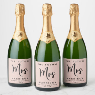 Étiquettes Pour Bouteilles De Vin Mousseux Futur Madame Personnalisée Blush Pink Bachelorette