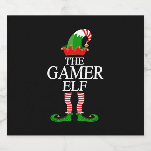 Étiquettes Pour Bouteilles De Vin Mousseux Gamer Elf - Gamer Christmas Elf (Étiquettes simples)