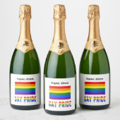 Étiquettes Pour Bouteilles De Vin Mousseux Gay Pride and Rainbow Flag with Your Nom (Bouteilles)