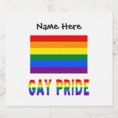 Étiquettes Pour Bouteilles De Vin Mousseux Gay Pride and Rainbow Flag with Your Nom (Étiquettes simples)