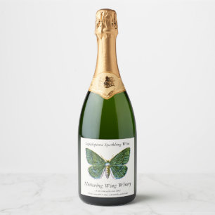 Étiquettes Pour Bouteilles De Vin Mousseux Geometra papilionaria - La Grande Moth Émeraude