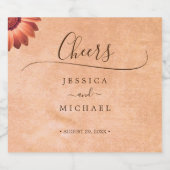 Étiquettes Pour Bouteilles De Vin Mousseux Gerbera Flower sur Mariage de pêche Abstrait (Étiquettes simples)