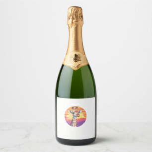 Étiquettes Pour Bouteilles De Vin Mousseux Girafe Avec Sunset Safari Vibes Art