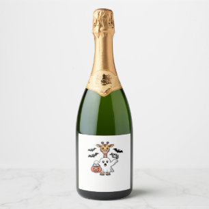 Étiquettes Pour Bouteilles De Vin Mousseux Girafe fantôme mignonne � Costume amusant d'Hallow