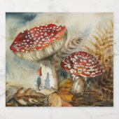 Étiquettes Pour Bouteilles De Vin Mousseux gnome aquarelle (Étiquettes simples)