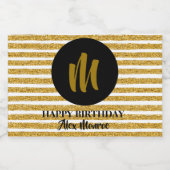 Étiquettes Pour Bouteilles De Vin Mousseux Gold Faux Parties scintillant rayures Monogramme M (Étiquettes simples)