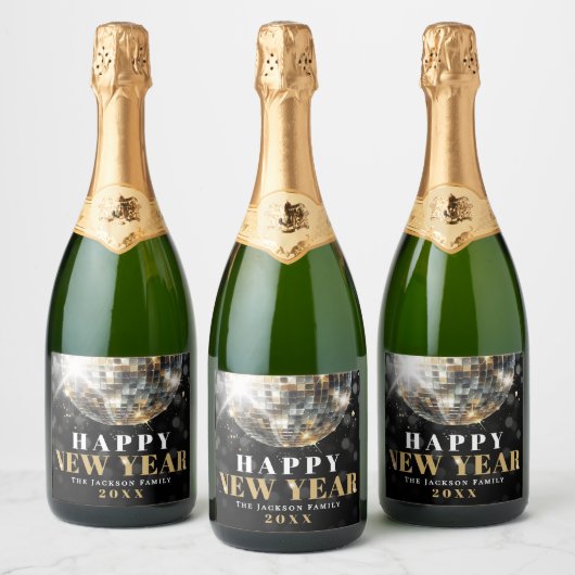 Étiquettes Pour Bouteilles De Vin Mousseux Gold New Year's Party (Bouteilles)
