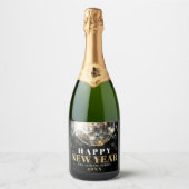 Étiquettes Pour Bouteilles De Vin Mousseux Gold New Year's Party (Devant)