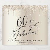 Étiquettes Pour Bouteilles De Vin Mousseux Gold Parties scintillant 60e fête d'anniversaire (Étiquettes simples)