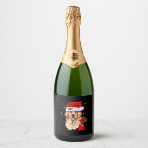 Étiquettes Pour Bouteilles De Vin Mousseux Golden Retriever Noël drôle cadeau de Noël