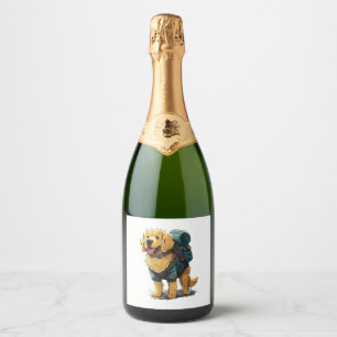 Étiquettes Pour Bouteilles De Vin Mousseux Golden Retriever Randonnée et Camping