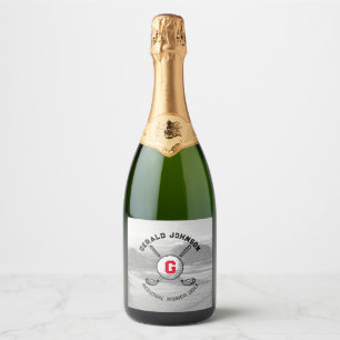 Étiquettes Pour Bouteilles De Vin Mousseux Golf Monogramme Design pour golfeurs