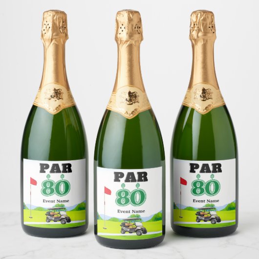 Étiquettes Pour Bouteilles De Vin Mousseux Golf Party 80e anniversaire (Bouteilles)
