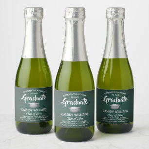 Étiquettes Pour Bouteilles De Vin Mousseux Graduation brossé vert foncé et blanc mini fractio