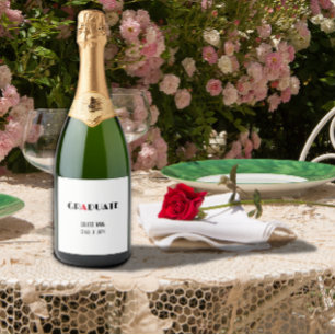 Étiquettes Pour Bouteilles De Vin Mousseux Graduation minimaliste noir blanc rouge