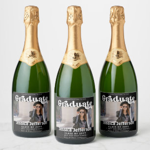 Étiquettes Pour Bouteilles De Vin Mousseux Graduation Party Félicats photo Fancy moderne