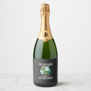 Étiquettes Pour Bouteilles De Vin Mousseux Graphisme de sorcière d'Halloween de dinosaure drô