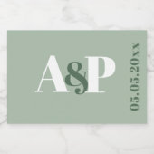 Étiquettes Pour Bouteilles De Vin Mousseux Gras Sage Vert & Blanc Typographie Couples Douche (Étiquettes simples)