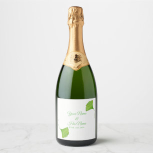 Étiquettes Pour Bouteilles De Vin Mousseux Green Ginko Feuilles Thunder_Cove