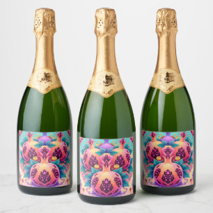 Étiquettes Pour Bouteilles De Vin Mousseux Grenade colorée