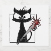 Étiquettes Pour Bouteilles De Vin Mousseux Halloween de baseball de chat noir (Étiquettes simples)