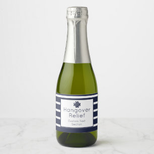 Étiquettes Pour Bouteilles De Vin Mousseux Hangover Relief Navy et White