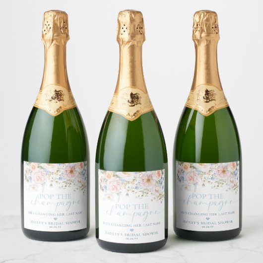 Étiquettes Pour Bouteilles De Vin Mousseux Hargrove Fleurs Bleus Faites sauter le Champagne R (Bouteilles)