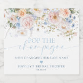 Étiquettes Pour Bouteilles De Vin Mousseux Hargrove Fleurs Bleus Faites sauter le Champagne R (Étiquettes simples)