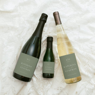 Étiquettes Pour Bouteilles De Vin Mousseux HARMONIE Mariage vert Sage