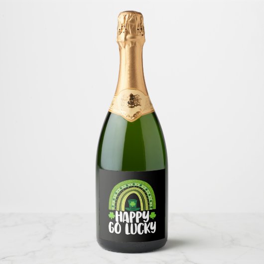 Étiquettes Pour Bouteilles De Vin Mousseux Heureux Go Lucky (Devant)
