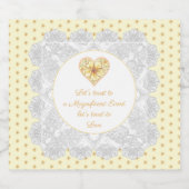 Étiquettes Pour Bouteilles De Vin Mousseux Hibiscus & dentelle JAUNE (Étiquettes simples)