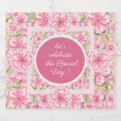 Étiquettes Pour Bouteilles De Vin Mousseux Hibiscus & dentelle PINK (Étiquettes simples)