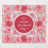 Étiquettes Pour Bouteilles De Vin Mousseux Hibiscus & dentelle RED (Étiquettes simples)