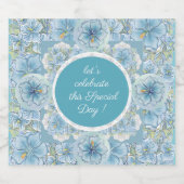 Étiquettes Pour Bouteilles De Vin Mousseux Hibiscus & dentelle TURQUOISE (Étiquettes simples)