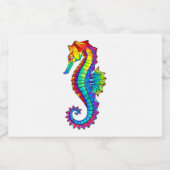 Étiquettes Pour Bouteilles De Vin Mousseux Hippocampe polygonal arc-en-ciel (Étiquettes simples)