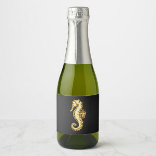 Étiquettes Pour Bouteilles De Vin Mousseux Hippocampe Polygonal Or