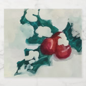 Étiquettes Pour Bouteilles De Vin Mousseux Holly dans la neige (Étiquettes simples)