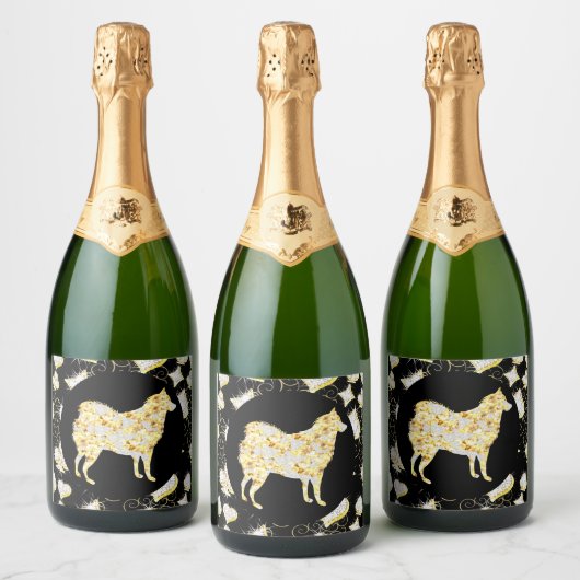 ÉTIQUETTES POUR BOUTEILLES DE VIN MOUSSEUX HUSKY BLING (Bouteilles)