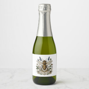 Étiquettes Pour Bouteilles De Vin Mousseux Illustration botanique vintage pour la Journée mon