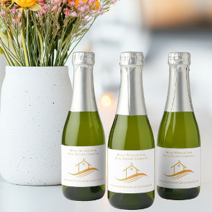 Étiquettes Pour Bouteilles De Vin Mousseux Immobilier Société Chic Custom Gold House Mini