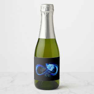 Étiquettes Pour Bouteilles De Vin Mousseux Infini lumineux avec rose bleue