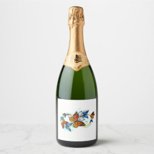 Étiquettes Pour Bouteilles De Vin Mousseux Infinité de papillons monarques