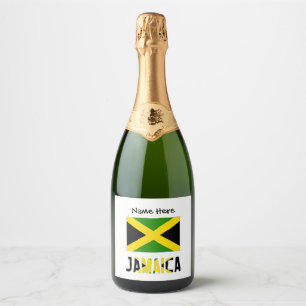 Étiquettes Pour Bouteilles De Vin Mousseux Jamaïque et drapeau jamaïcain avec votre nom