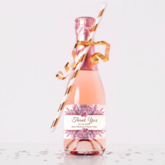 Étiquettes Pour Bouteilles De Vin Mousseux Japon romantique Fleur de cerisier rose