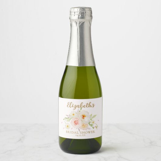 Étiquettes Pour Bouteilles De Vin Mousseux Jardin Chic Floral Fête de Mariage (Devant)