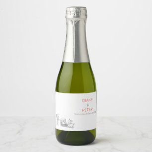 Étiquettes Pour Bouteilles De Vin Mousseux Jardin de pique-nique minimaliste Mariage noir et 