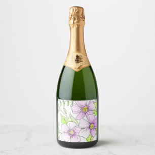 Étiquettes Pour Bouteilles De Vin Mousseux Jolies Fleurs Aquarelles Violettes
