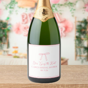 Étiquettes Pour Bouteilles De Vin Mousseux "Jouer le noeud" Cute Fun Bow Fête des mariées per